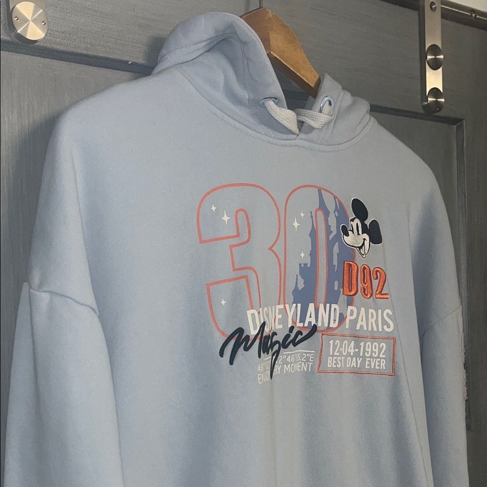 Disneyland Paris Size Small Sky Blue Mickey Mouse Hoodie embroidery #disney 90’s - Picture 4 of 9